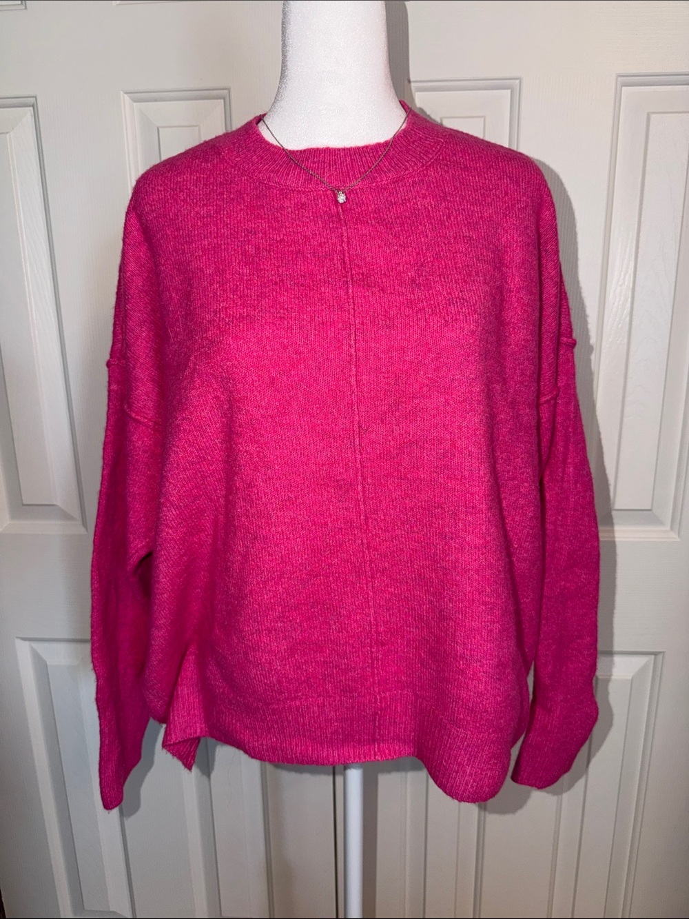 Vince Camuto Bright Hot Pink Crewneck Sweater